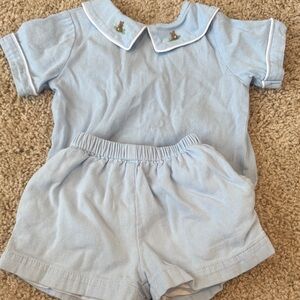 Light Blue Baby Outfit with Bunny Embroidery